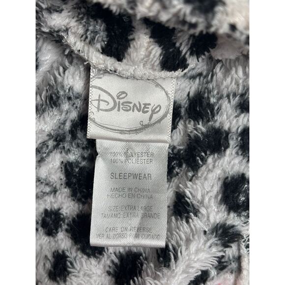 Disney 101 Dalmatians Sleepwear Robe Womens Size XL Black White Red Hearts Cozy - Picture 3 of 7
